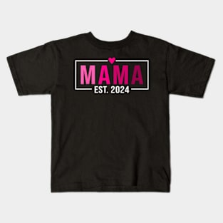 Mama Est 2024 Promoted To Mommy For Mothers Day For Mom Kids T-Shirt